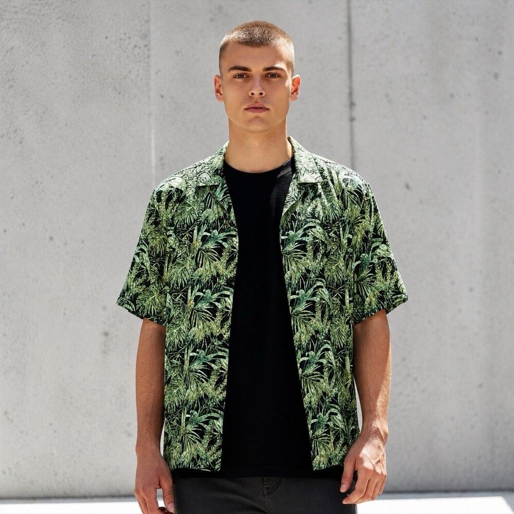 Devred 1902 Tropical Hawaiian Shirt Mens XXL Green Camp Collar Button Up